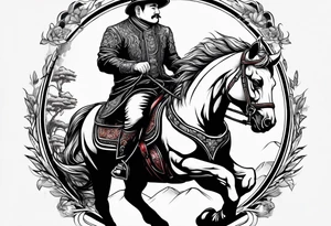 panda riding a horse tattoo idea