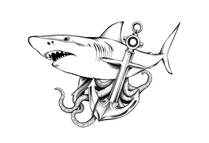 Hammerhead shark,anchor,octopus. tattoo idea