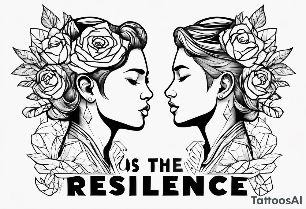 Use the word resilience and represent 2 boys and 1 mom tattoo idea