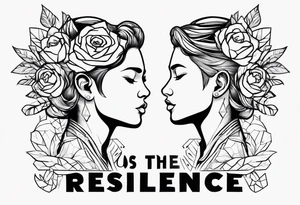 Use the word resilience and represent 2 boys and 1 mom tattoo idea