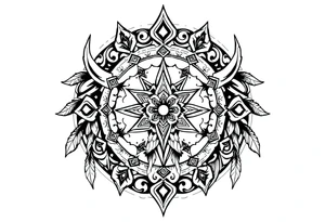 mytical shaman style ornametn with ancient rhyme tattoo idea