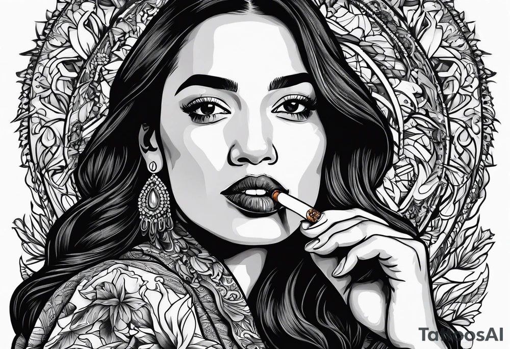 Alexandria Ocasio-Cortez smoking cigarette tattoo idea