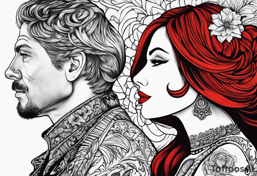 Couple's tattoos red head and mexican tattoo idea