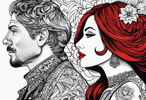 Couple's tattoos red head and mexican tattoo idea
