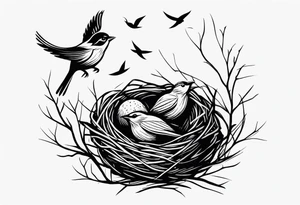 BIRD NEST WITH BIRDS tattoo idea