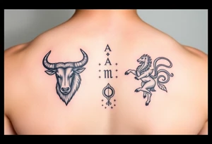 Male forearm combining Taurus and Aquarius tattoo idea