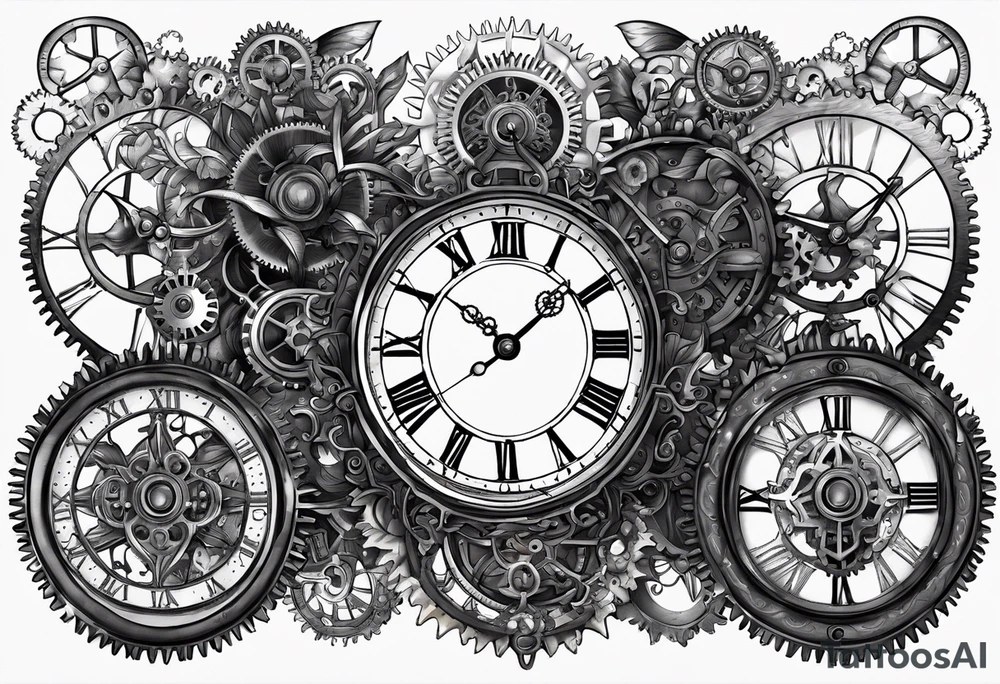 Steampunk clock with gears. tattoo idea