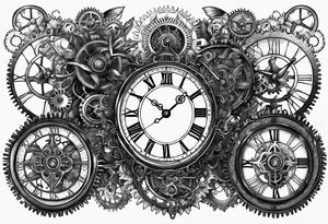 Steampunk clock with gears. tattoo idea