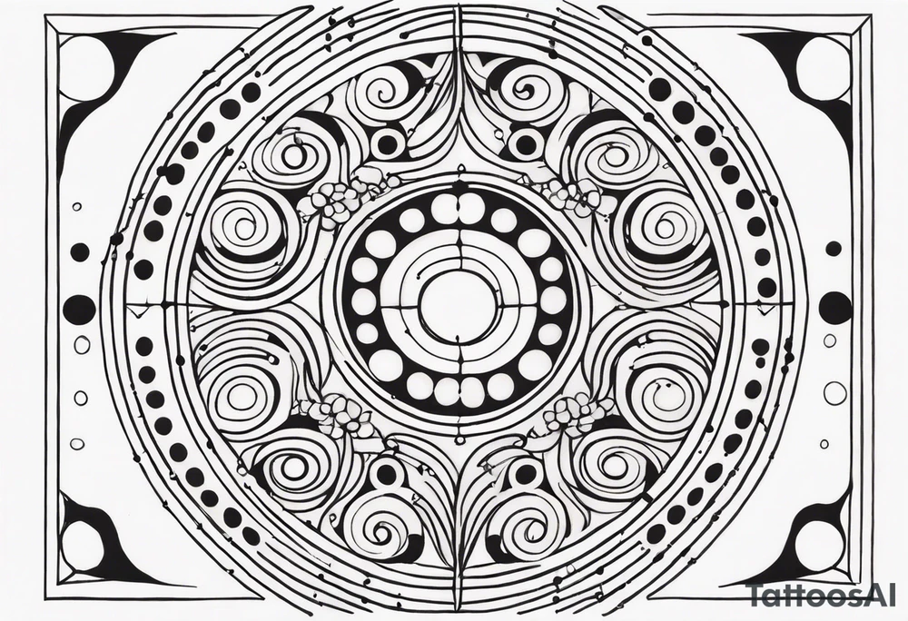 spiritual design made of black dots and circles tattoo idea