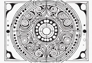spiritual design made of black dots and circles tattoo idea