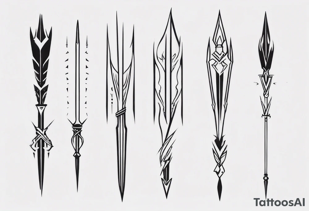 2 parallel spears tattoo idea