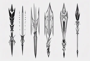2 parallel spears tattoo idea