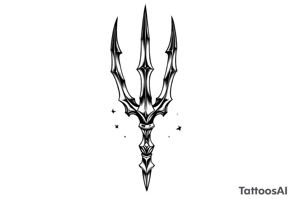 trident with cool background tattoo idea