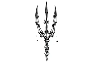 trident with cool background tattoo idea