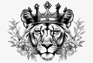 lioness with a crown tattoo idea