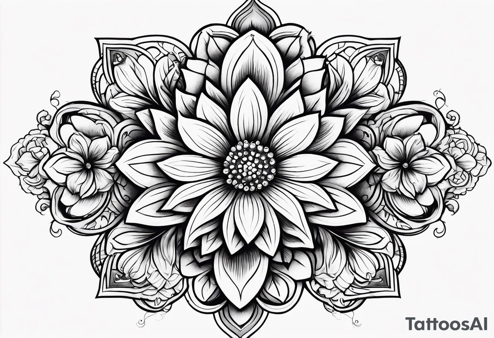ornaments of flowers tattoo idea