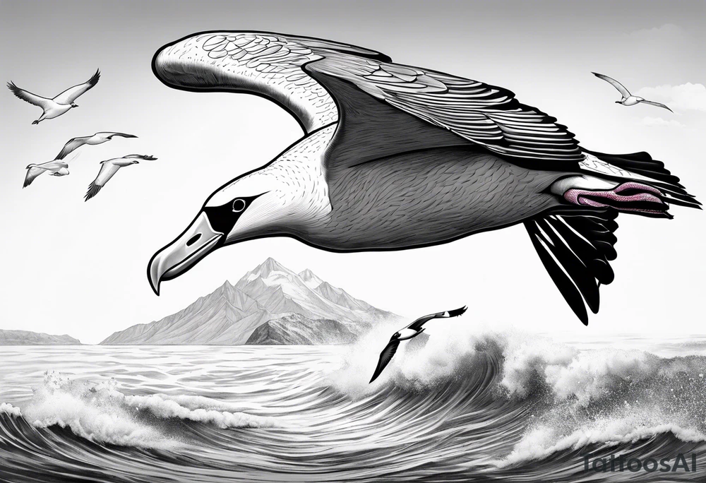 flying giant albatross tattoo idea