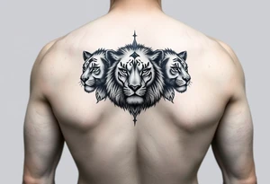 3lions on the front torso large tattoo idea