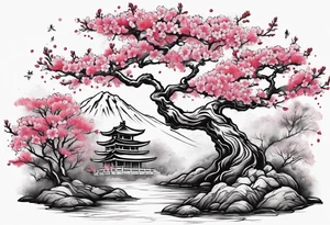 cherry blossom forest tattoo idea