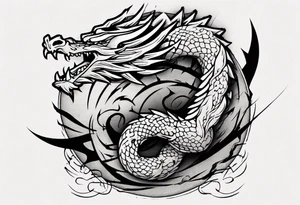 Powerful tattoo writing Jiu-Jitsu with Strong shadows and lines and dragon around for arm tattoo tattoo idea