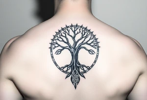 tree of life with circle of runes tattoo idea