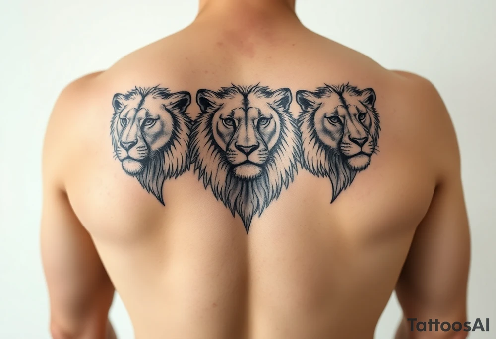 3lions on the torso large tattoo idea