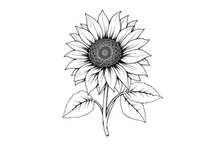 Sunflower with stem and leaves tattoo idea