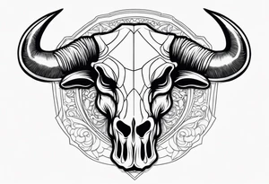 skull of a bull with a line frame, realistic tattoo idea
