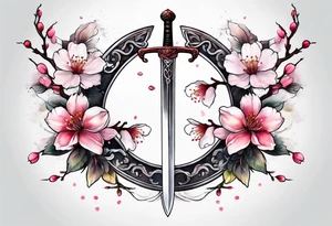 Sword 
and cherry blossom tattoo idea