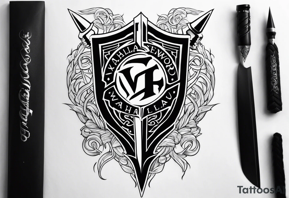 Valhalla sword shield lightning tattoo idea