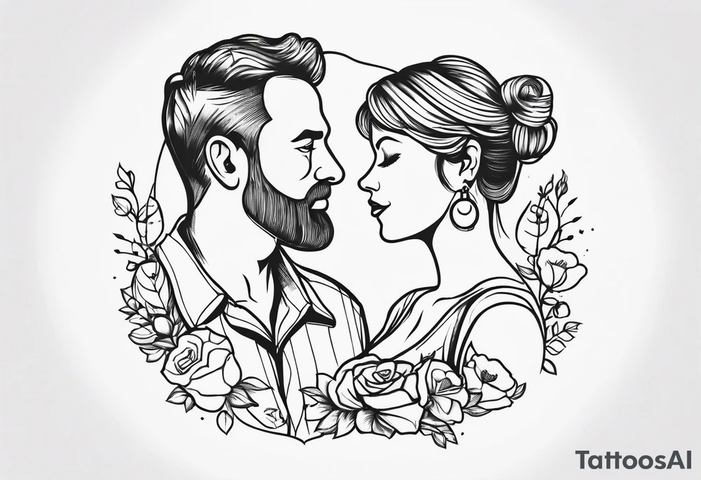 minimalist tattoo for couples (half mom and half dad) tattoo idea