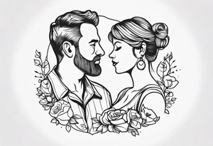 minimalist  tattoo for couples (half mom and half dad) tattoo idea