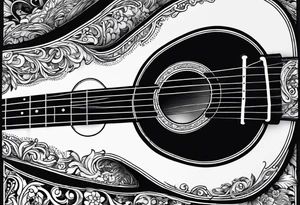 acoustic guitar with the lyrics que me lleven canciones cuando ya me haya muerto tattoo idea