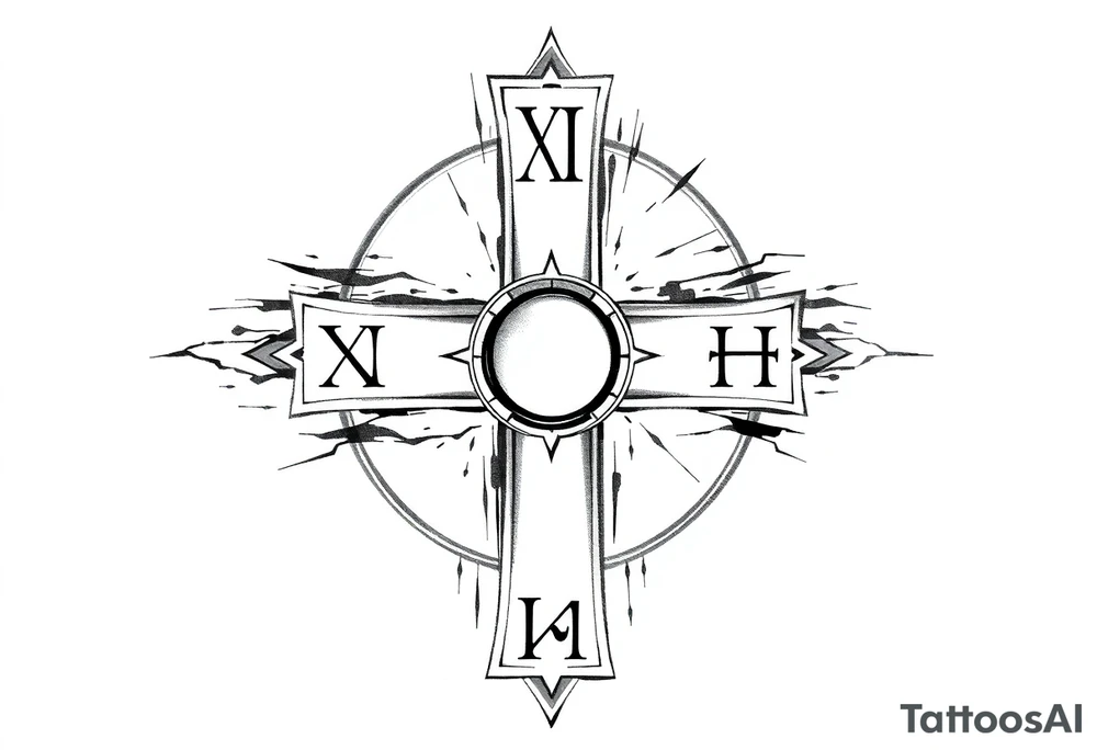 Roman numeral cross tattoo idea