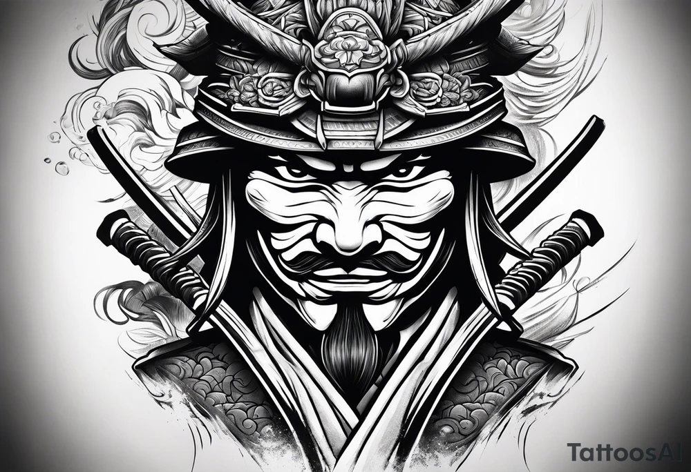 masked samurai tattoo to cover the bicep tattoo idea