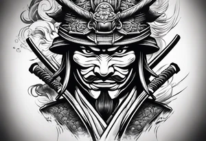 masked samurai tattoo to cover the bicep tattoo idea