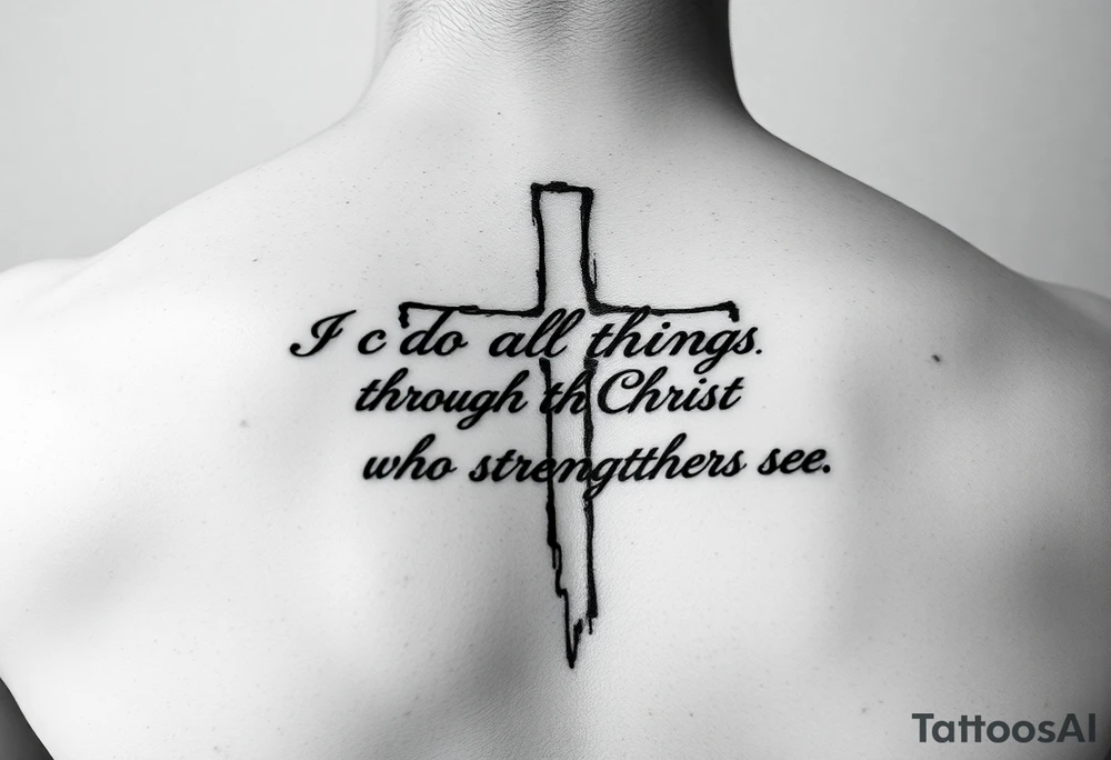 I can do all things through Christ who strengthens me scripture fading out of a cross tattoo idea