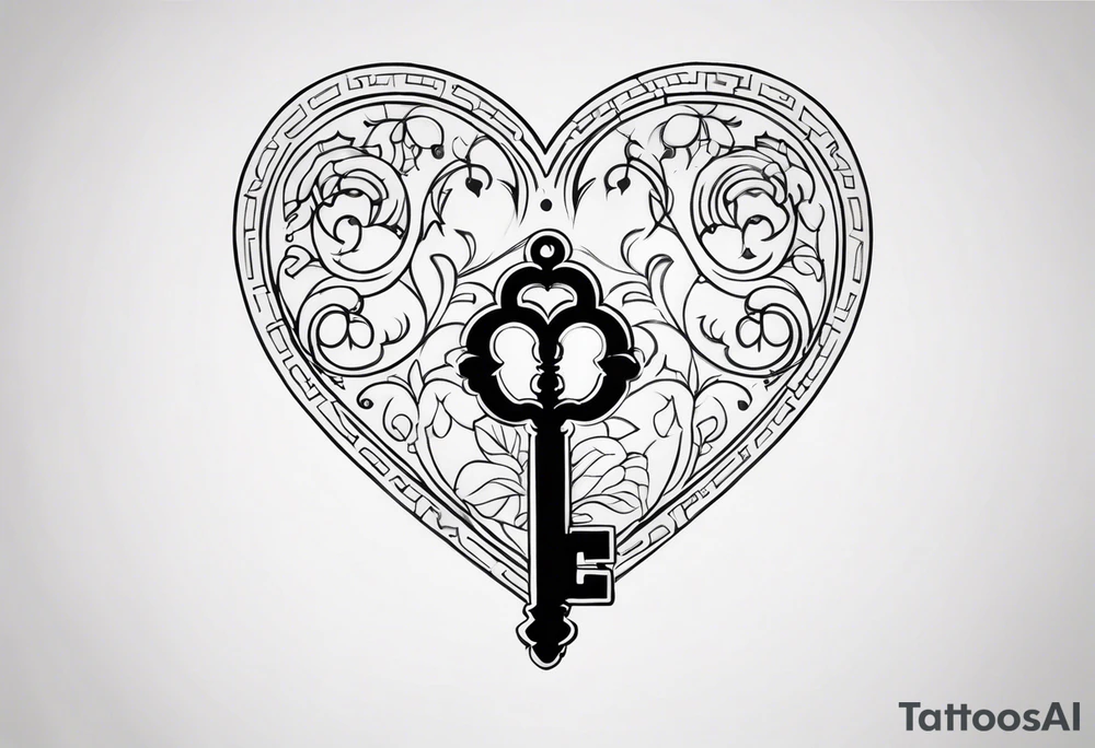 Antique keys heart shaped tattoo idea