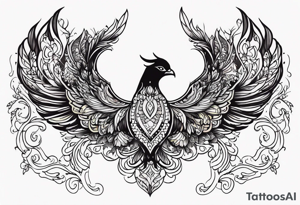 girly phoenix sternum tattoo tattoo idea