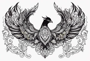 girly phoenix sternum tattoo tattoo idea