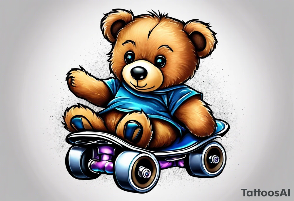 roller skating teddy bear tattoo idea