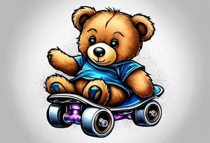 roller skating teddy bear tattoo idea