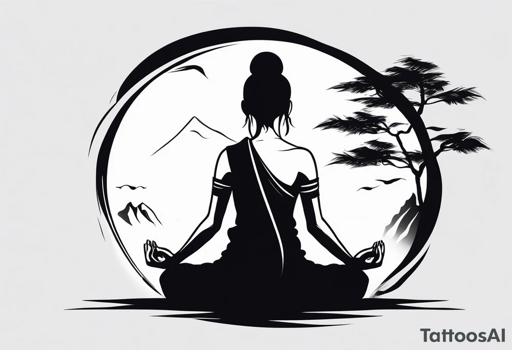 meditating pose, silhuette, wuxia tattoo idea