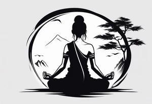 meditating pose, silhuette, wuxia tattoo idea