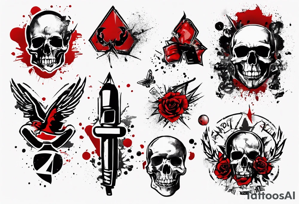 trash polka style tattoo idea
