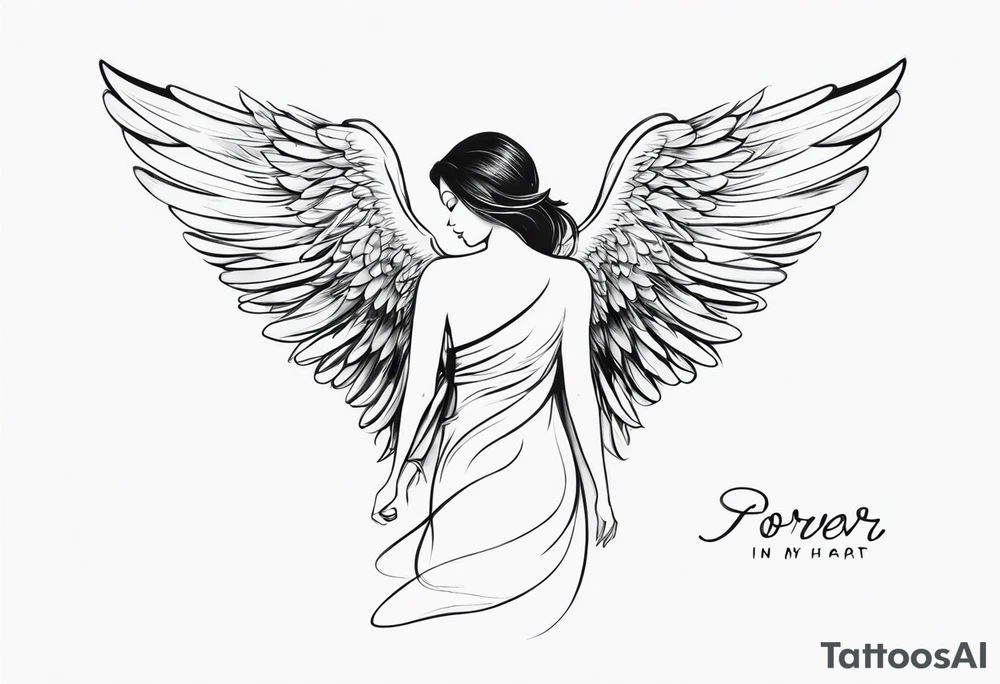 Angel with quote 
forever in my heart tattoo idea