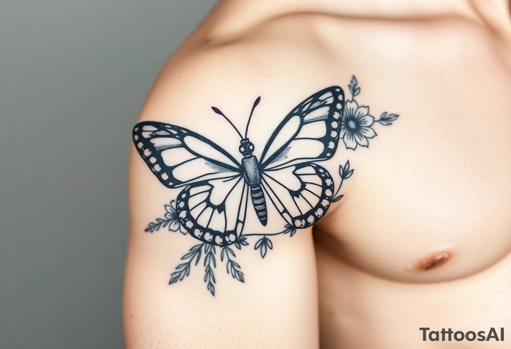 Bandana them water butterfly flowers tattoo idea