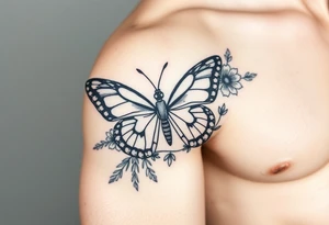 Bandana them water butterfly flowers tattoo idea