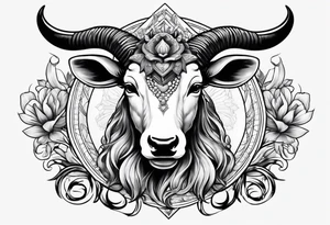 Headshot of capricorn seagoat tattoo idea