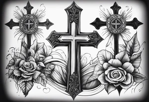 3 crosses with shading and a quote around it tattoo idea